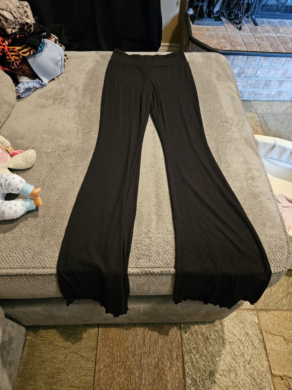 No Boundaries Black Ribbed Wide-Leg Lounge Pants
